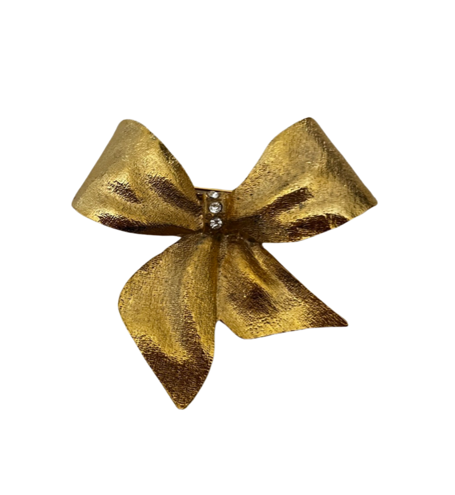 1990s Gold Plated Bow Brooch