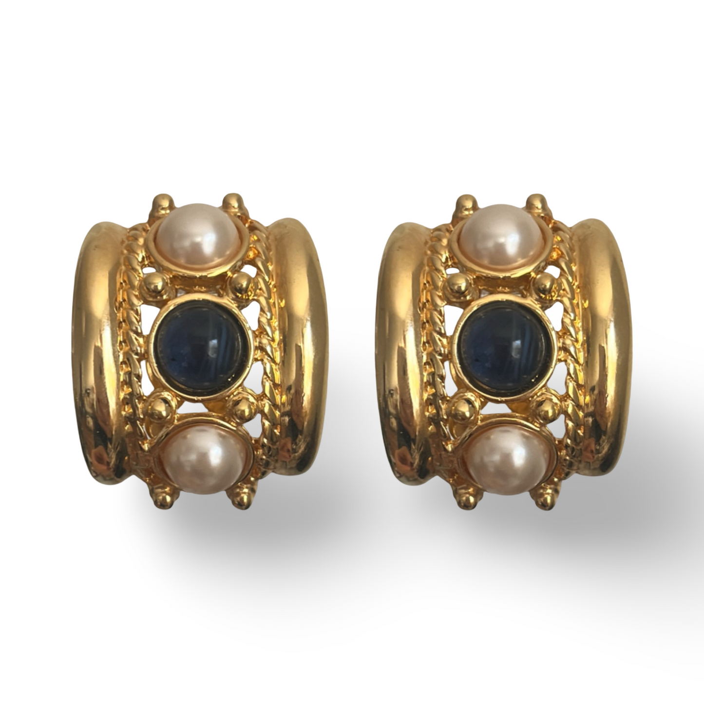 1990s Joan Rivers Etruscan Earrings - Clip on