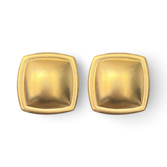 1990s Matte Gold Square Earrings - Post