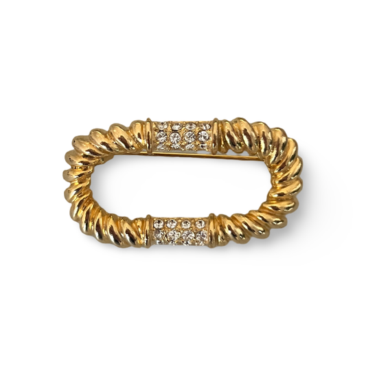 1990s Gold Plated Swarovski Brooch