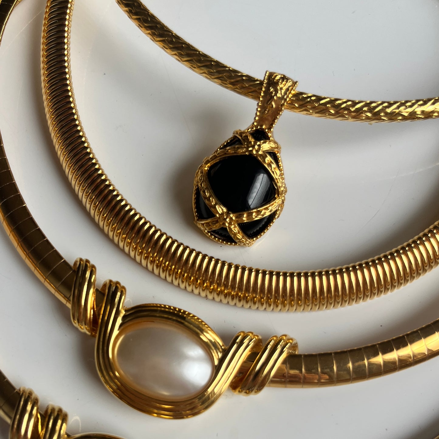 1990s Gold Plated Interchangeable Egg Collar Necklace - Joan Rivers