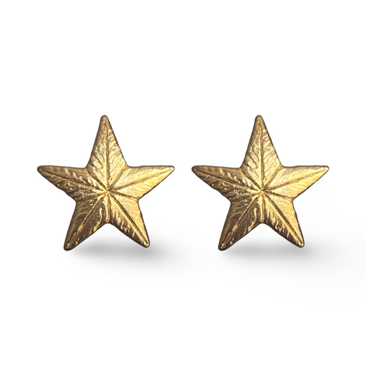 1990s Gold Plated Star Earrings - Post