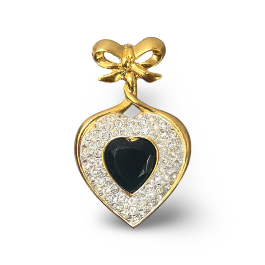 1990s Sphinx Bow and Heart Brooch