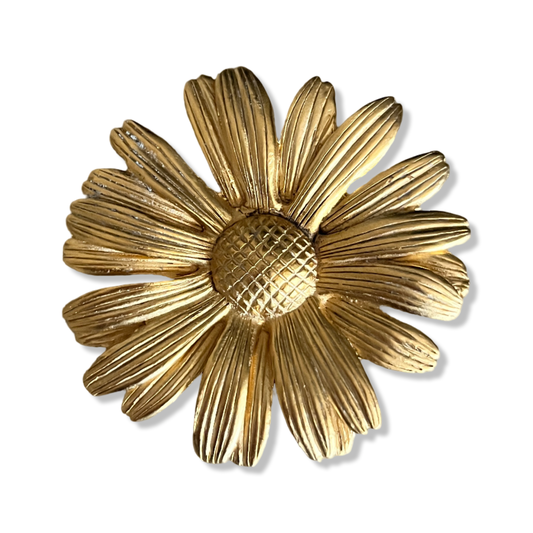 1990s Matte Gold Flower Brooch