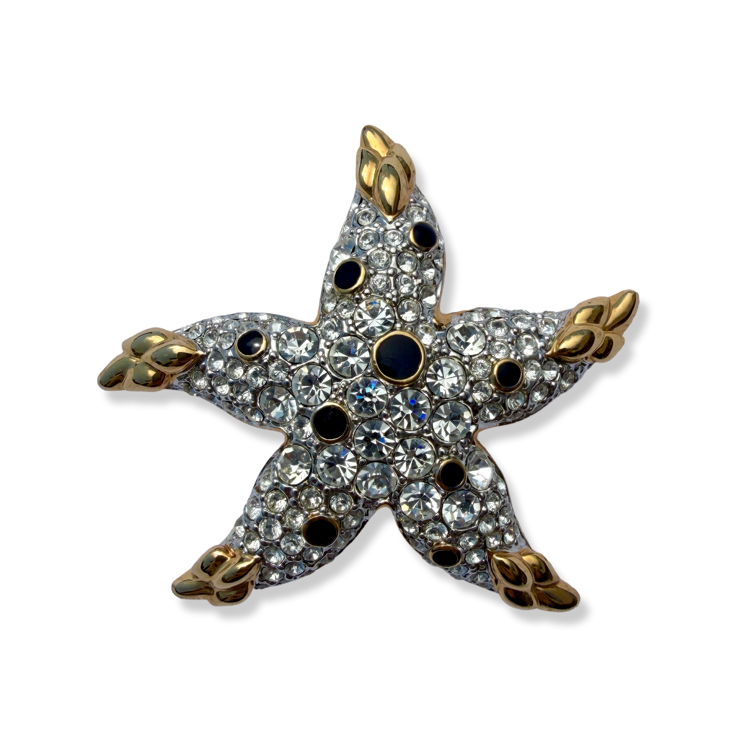 1990s Gold Plated Starfish Brooch - Cabouchon