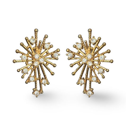 1990s Gold Plated Huge Star Earrings - Post