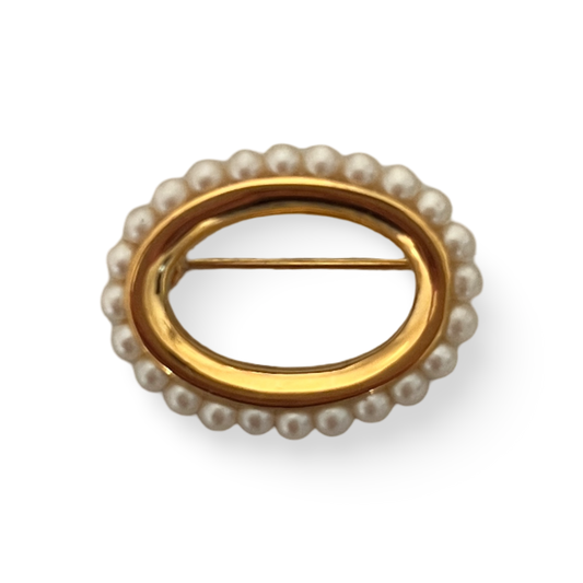 1990s Small Faux Pearl Brooch