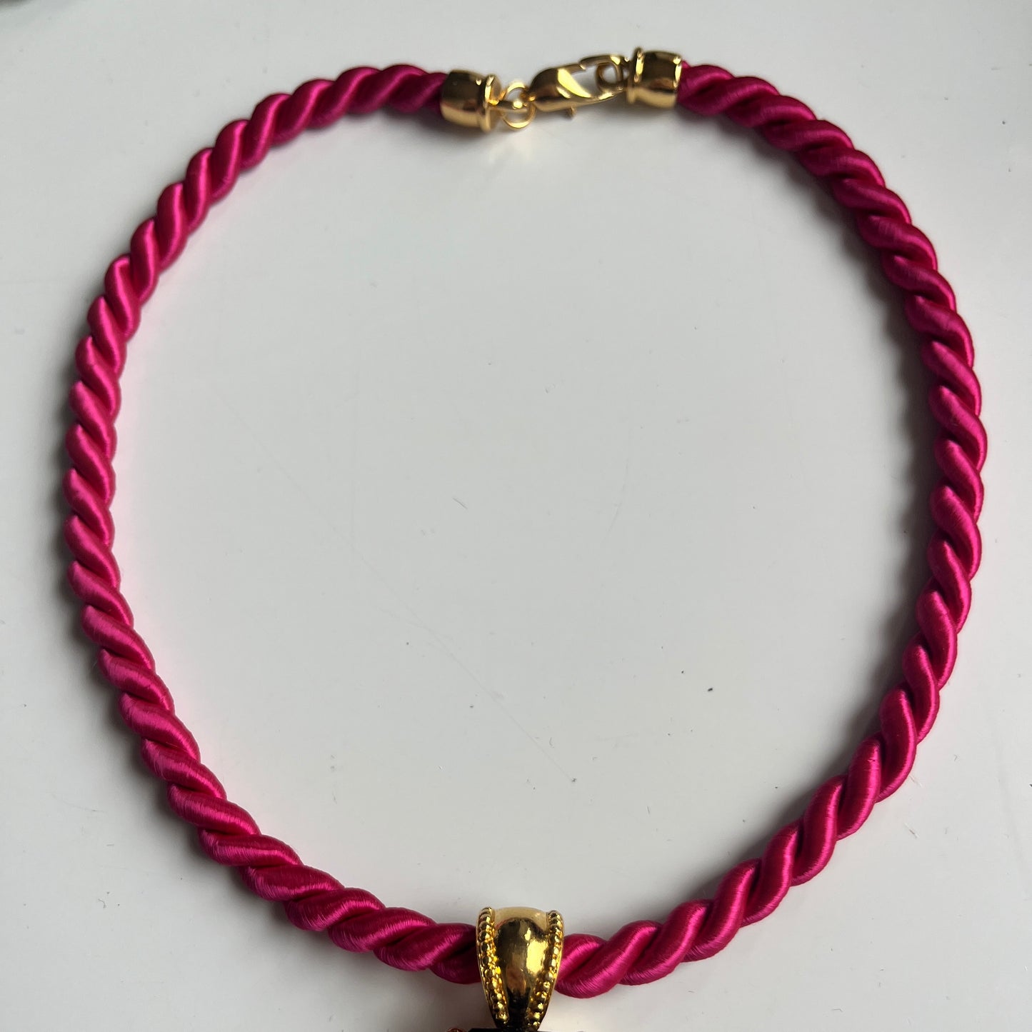 1990s Cabouchon 90s Satin Rope Necklace - Pink (Necklace only)