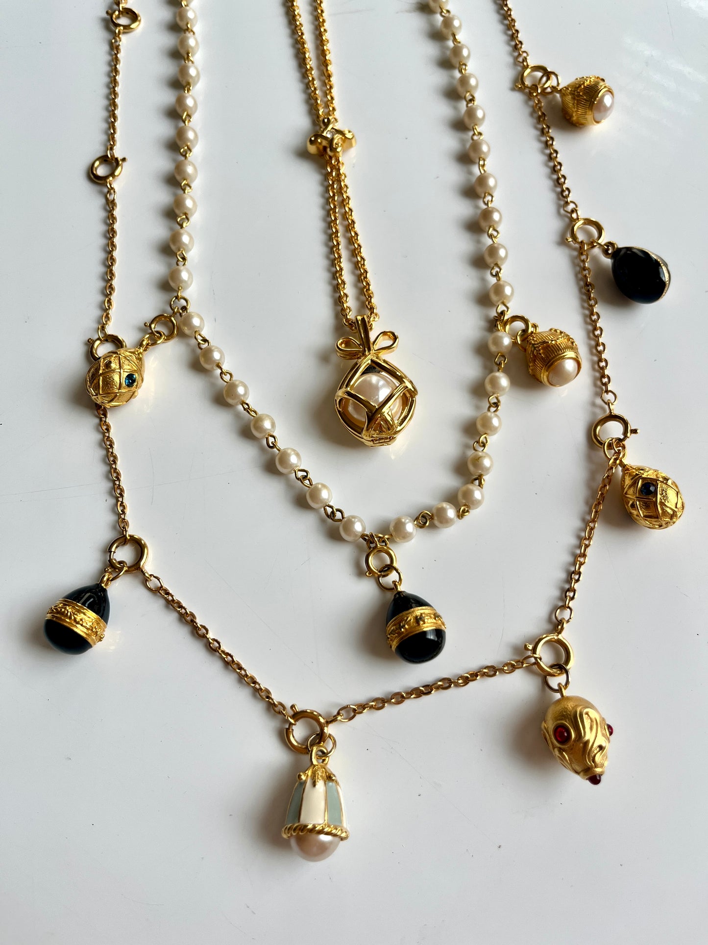 1990s Pearl Interchangeable Egg Necklace - Joan Rivers