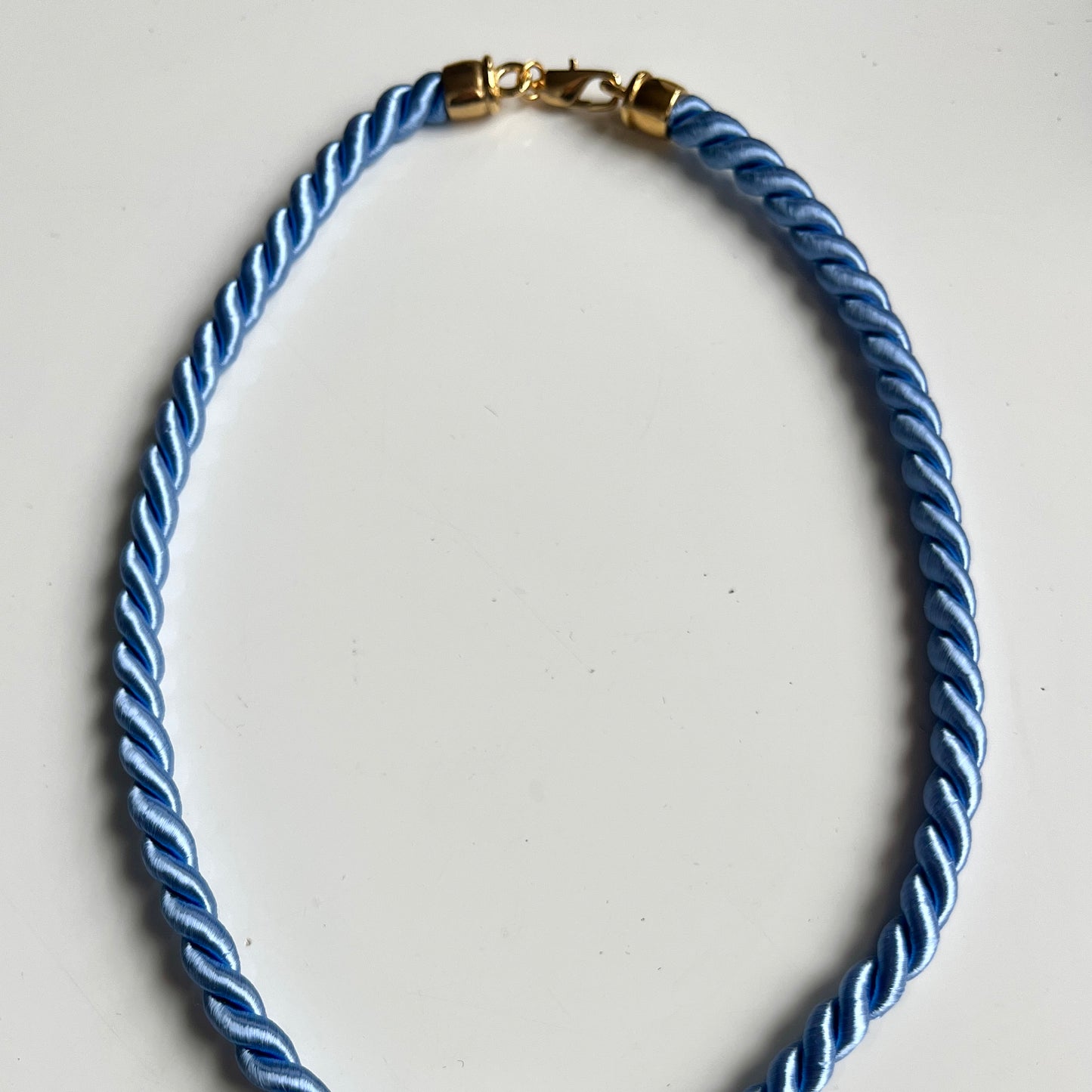 1990s Cabouchon 90s Satin Rope Necklace - Blue (Necklace only)