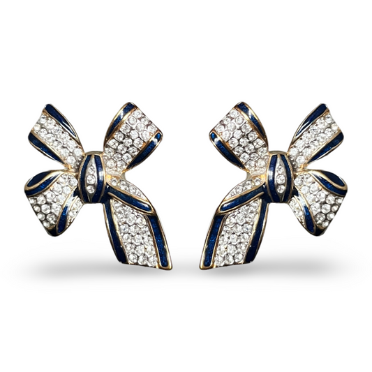 1980s Large Bow Earrings - Post