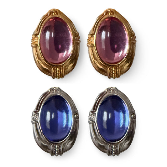 1990s Set of 2 Pairs of Interchangeable Earrings- Clip On