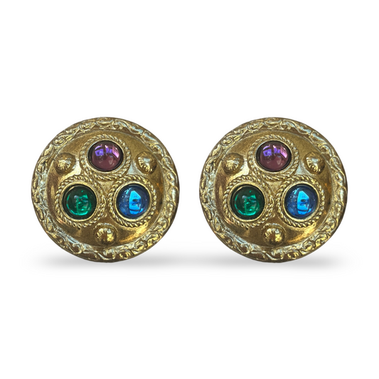 1990s Sphinx Etruscan Earrings - Clip On