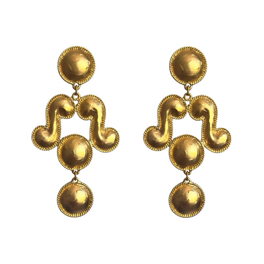 1990s Huge Etruscan Sphinx Earrings - Clip on