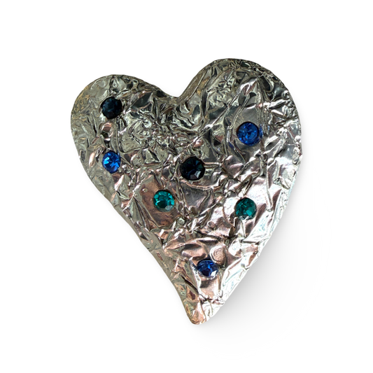 1990s Silver Plated Heart Brooch