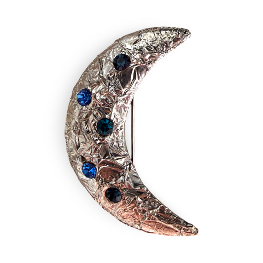 1990s Silver Plated Moon Brooch