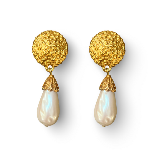 1990s Sphinx Drop Pearl Earrings - Post