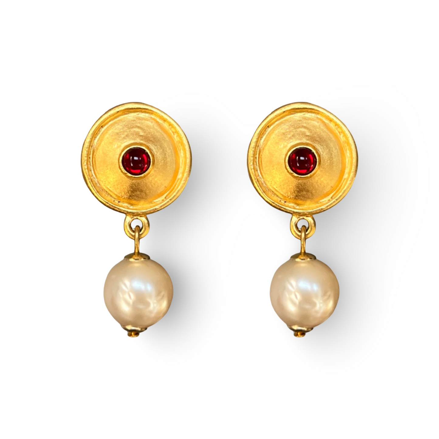 1990s Matte Gold Earrings - Post