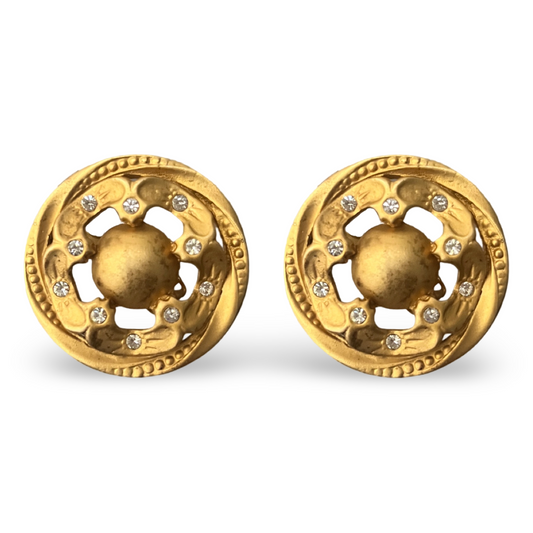 1990s Caura Gold Celestial Earrings - Clip on