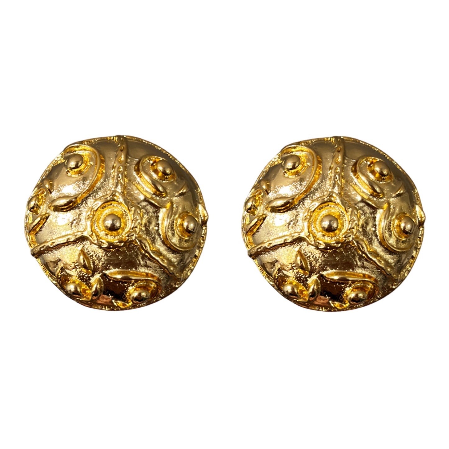1980s Huge Etruscan Revival Earrings - Clip On