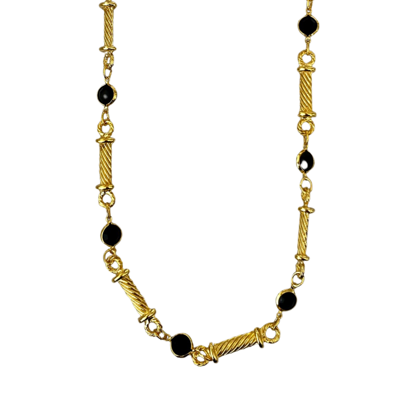1990s Column Necklace with Swarovski Crystals 24 in