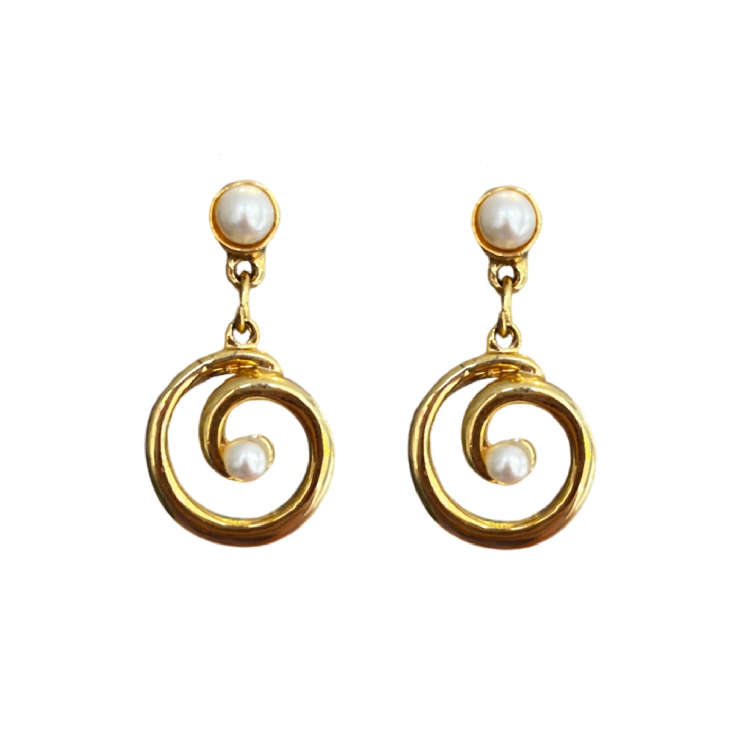 1990s Pearl Swirl Earrings - Post